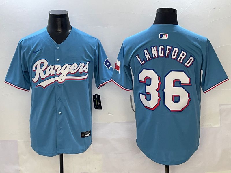 Men 2025 Texas Rangers #36 Langford Light Blue Game Nike MLB Jersey style 1->texas rangers->MLB Jersey